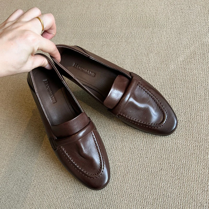 

Женская одношаговая мягкая кожа, осенняя новинка Sle в стиле ретро Briti Sle Faion Single oes, версия из натуральной кожи из овчины