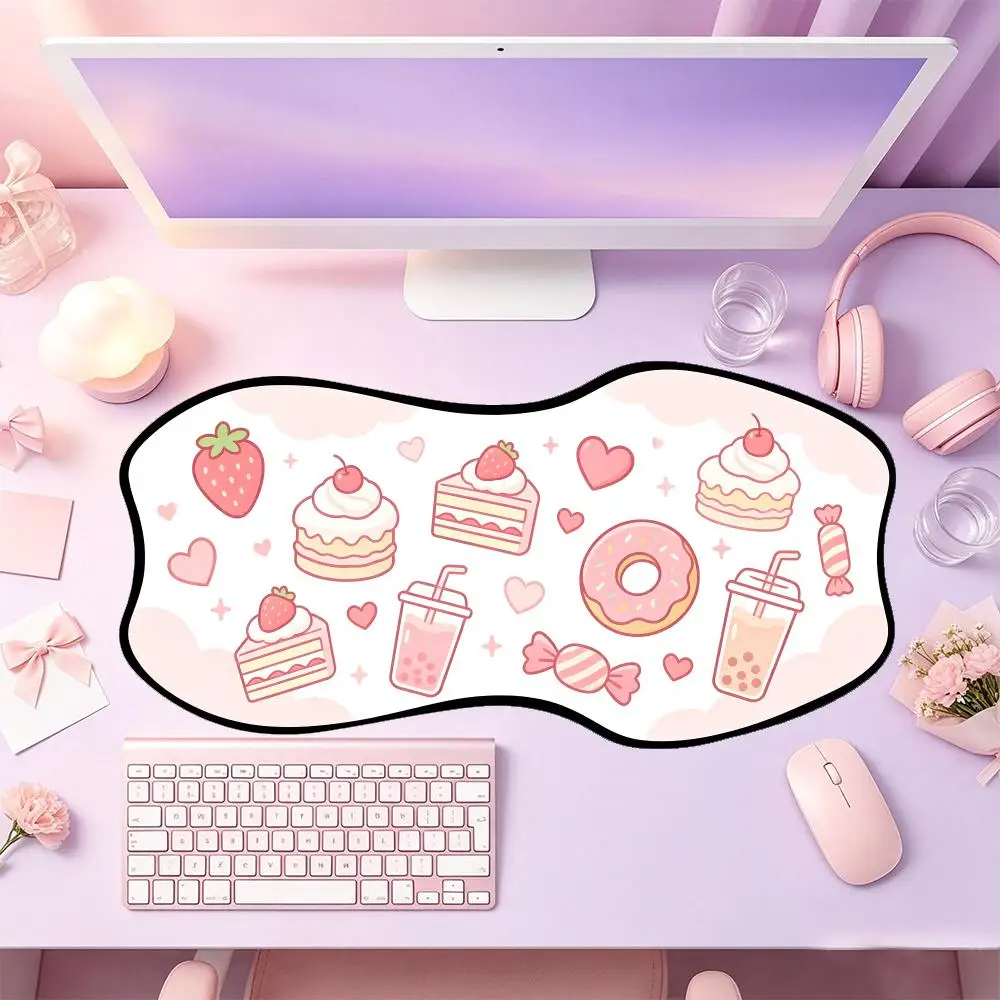 Pink Strawberry Cake Donut Sweet Pattern Playmat Lovely Mat For Girl Study Desk