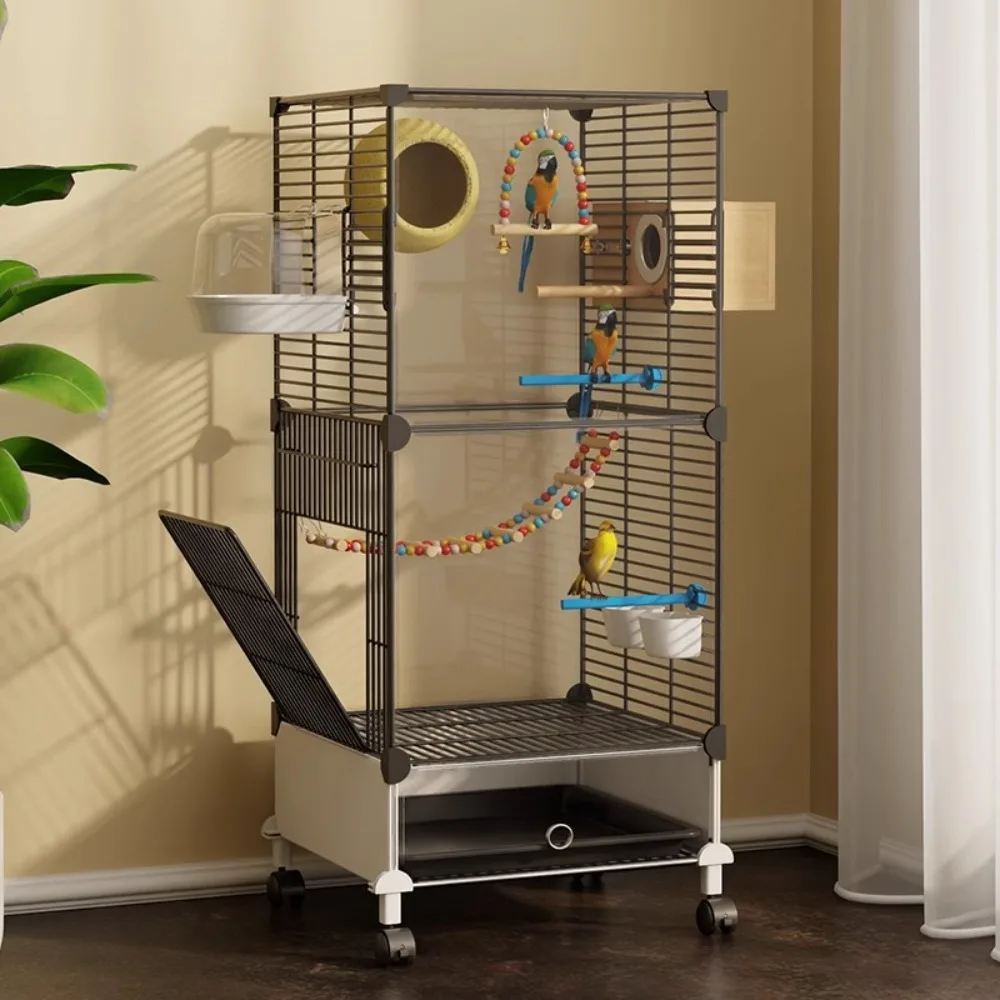 

Transparent Large Bird Cage for Myna Solid and Durable 360 ° Pulley Movement Luxury Parrot Villa Bird Accessories Supplies