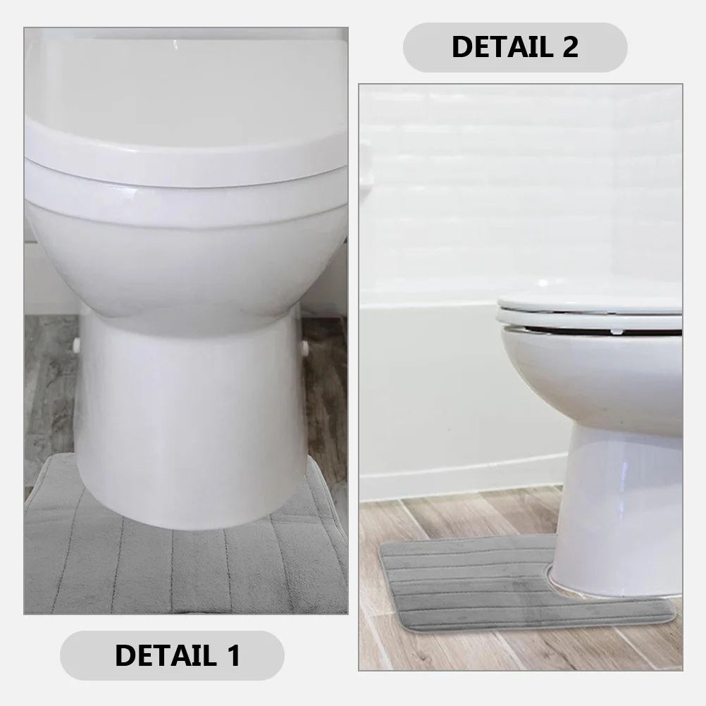 

2Pcs Memory Foam Toilet Floor Mat Slow Rebound U-Shaped Non-Slip Bathroom Mat Comfortable Absorbent Rug Toilet Carpet