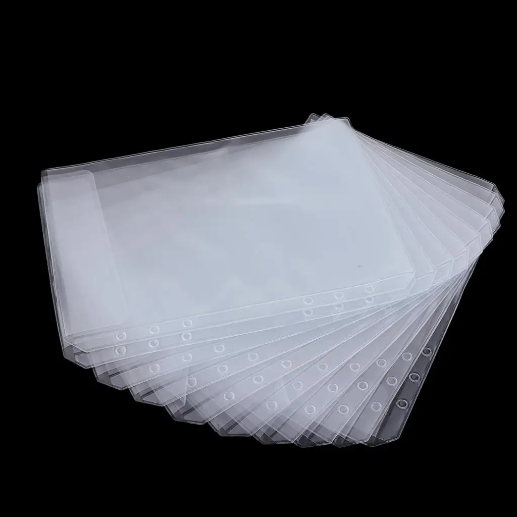 6 Hole Plastic Sleeves Waterproof PVC Notebook Refills Filler Pages Organizer for A6 Binder Document Storage