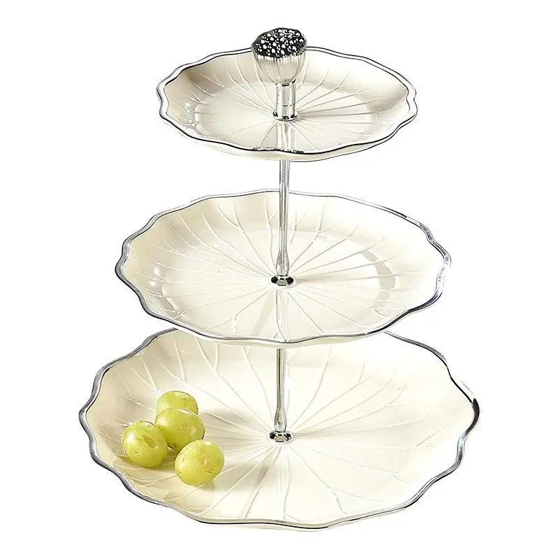  Multi-layered Fruit Tray Elegant Home Decorative Item for Living Room Tea Table Candy Serving Dish Lotus Flower Design view 5
