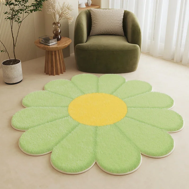 VIKAMA Soft Plush Imitation Cashmere Carpet Cute Flowers Bedroom Bed Mat Coffee Table Blanket Study Computer Sofa Chair Foot Mat