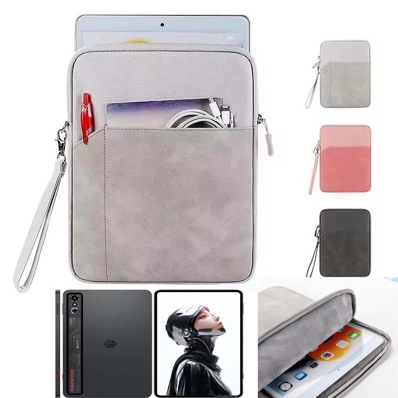 

for ZTE RedMagic Astra Tablet 3 Pro Tablet Carry Bag Lanyard Outer Pocket Zip Storage Pouch Waterproof Sleeve Anti Drop Bumper