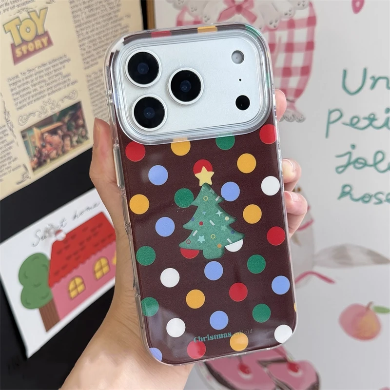 الكورية العصرية المتخصصة INS البني البولكا نقطة شجرة عيد الميلاد جراب هاتف آيفون 17 برو ماكس الهواء 16 15 14 13 12 11 برو XS ماكس زائد غطاء