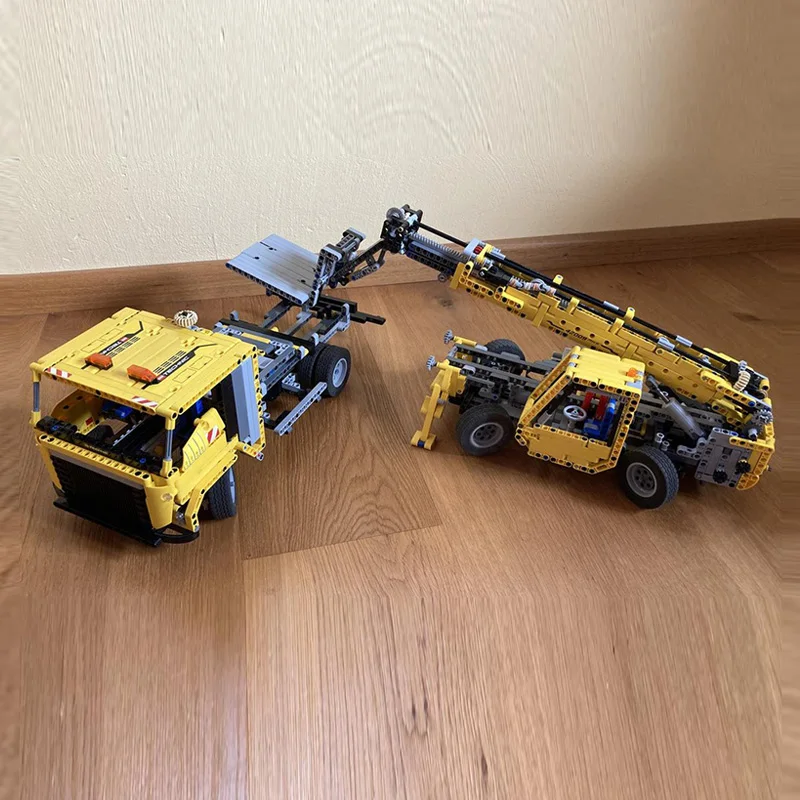 City Car Model MOC Building Bricks Classic Telehandler With Truck Modular Technology Children Holiday Gifts Assemble Toys Suit