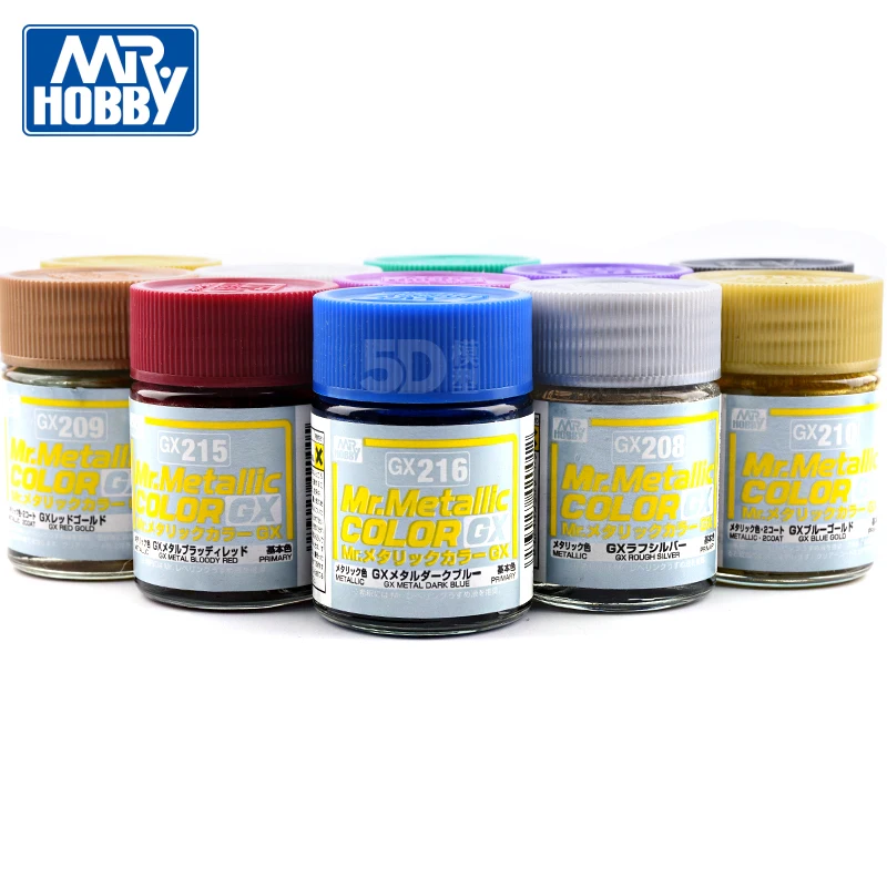 Mr. Hobby Metallic Bright Color Paint Oiliness Nitrocellulose Spray Coating Model Coloring DIY Hobby Pigment 18ml GX201-GX218