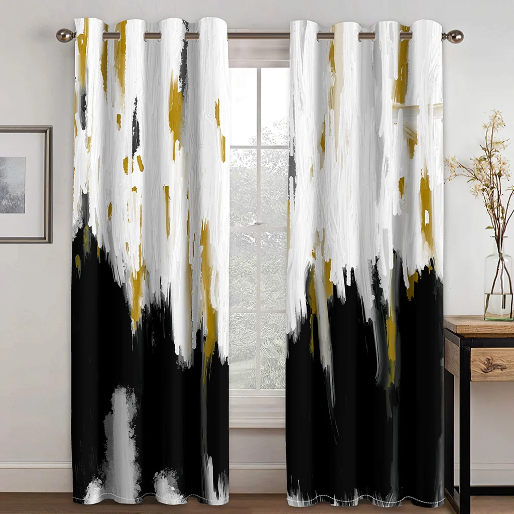 Oil Painting Abstract Free Shipping Luxury Window Curtains for Living Room 2Pieces Kids Bedroom Children Bathroom Decor Hooks