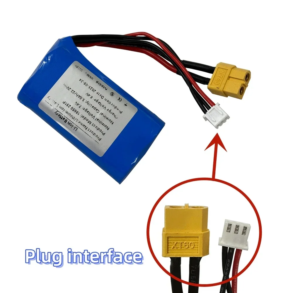 7.4V 3000mah Rechargeable Li-ion Battery Pack 18650 2S1P,For Camera Electric Toy LED Lighting Backup Power Built-in BMS