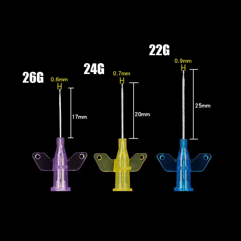 Lot 10-100pcs Butterfly Type IV Cannula Intravenous Injection Catheter with Wings 22G 24G 26G Veterinary Small Winged IV Cannula