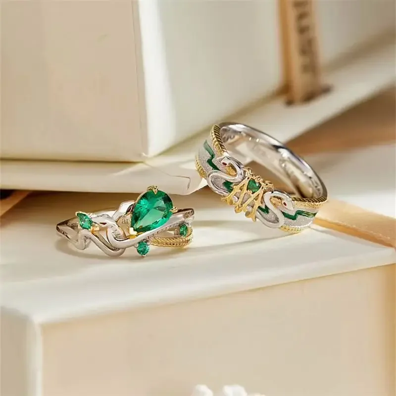 Slytherin Rings Woman Draco Malfoy Ring for Women Green Snake Accesorios Party Fashion Trend Metal Jewellery Cos Lovers Gifts - view 2