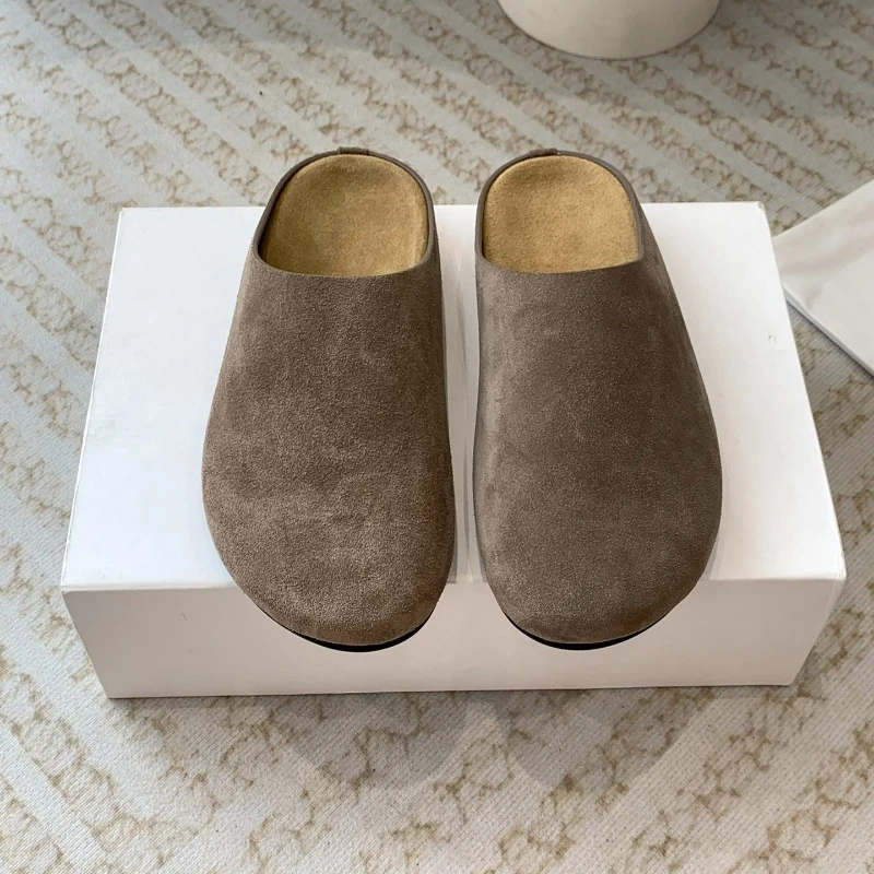 

Minimalist Women Shoes Imported High Mercerized Sheep Suede Vintage Slippers