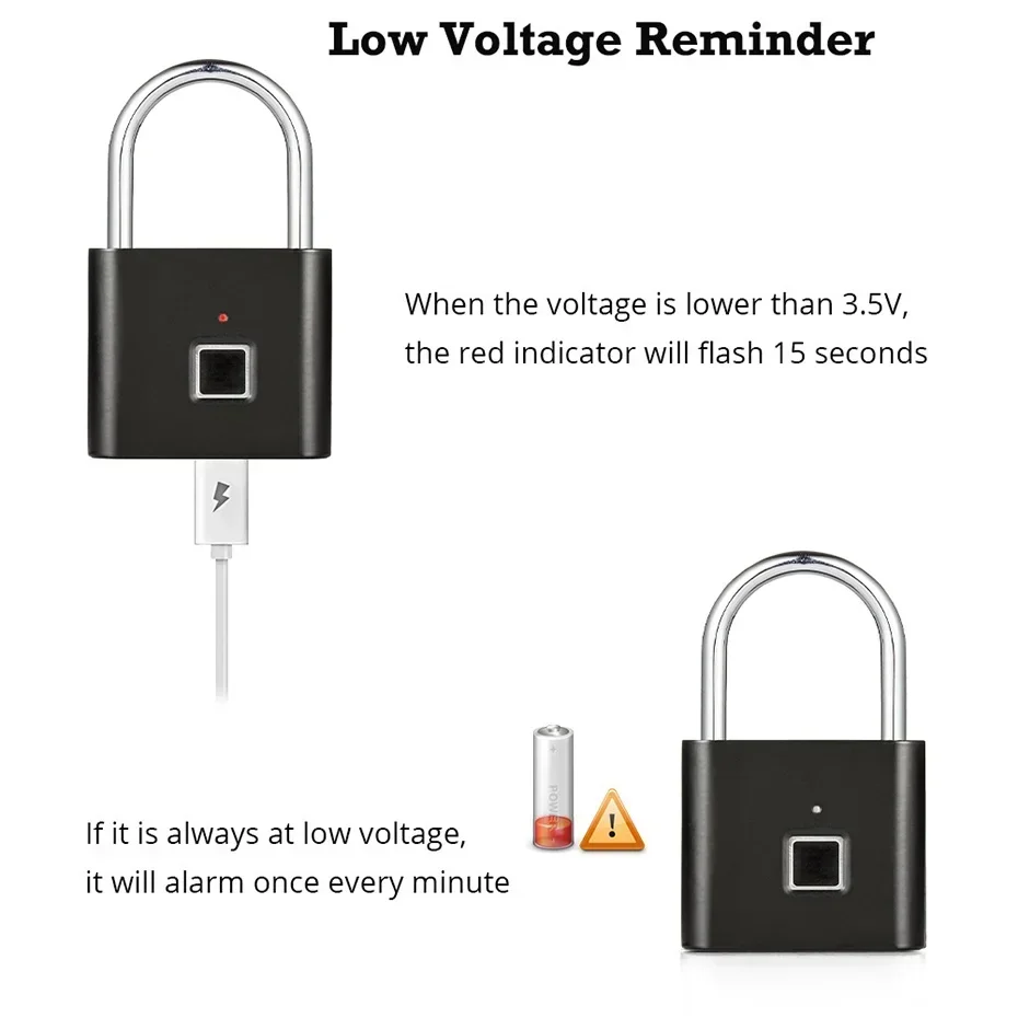 Imagem -04 - Kerui Keyless Carregamento Usb Bloqueio de Impressão Digital Cadeado Inteligente à Prova Impermeável Água Fechadura da Porta 0.2sec Desbloquear Portátil Anti-roubo Cadeado Zinco