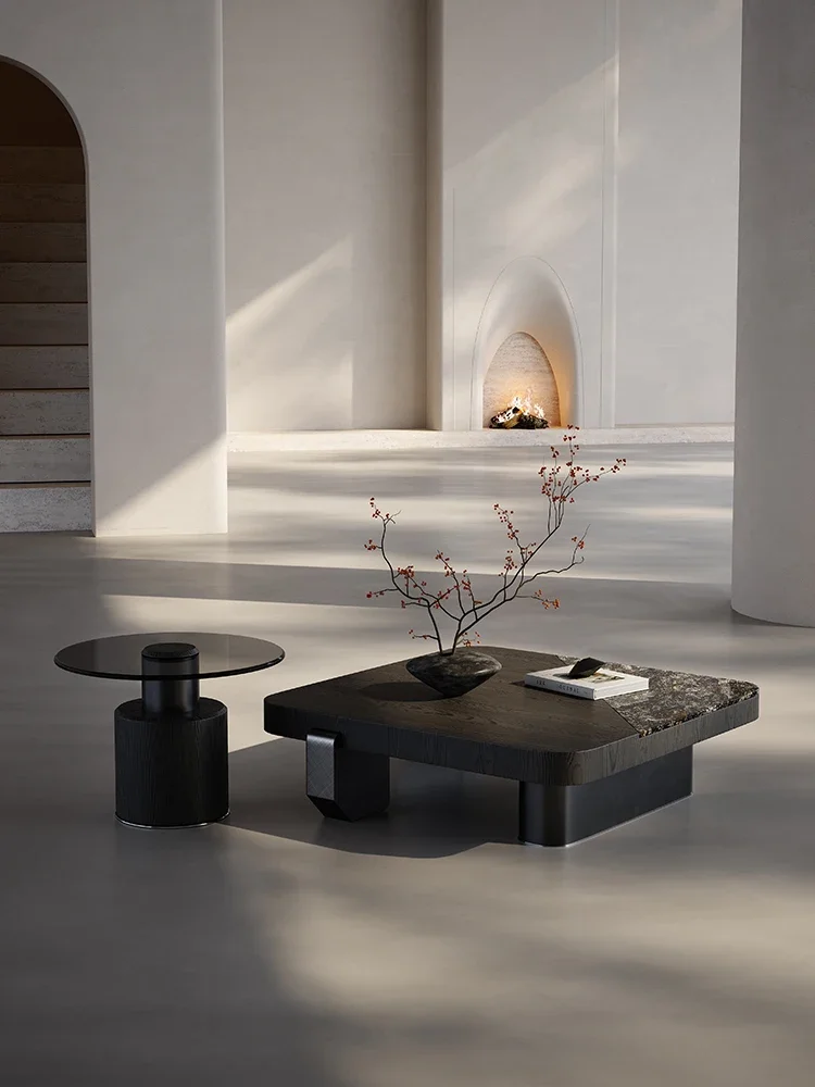 LS 51 طاولة قهوة من الحجر الطبيعي الإيطالي الفاخر لغرفة المعيشة مربعة منزلية