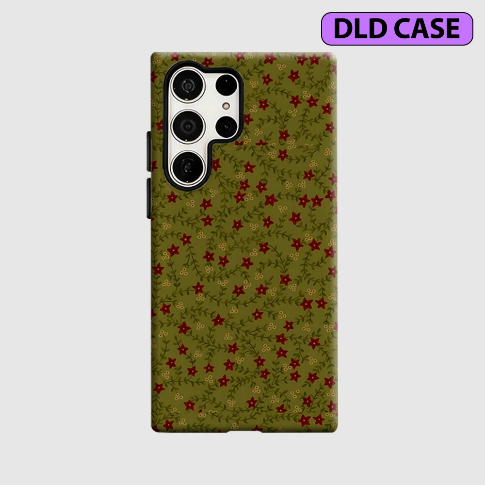 Crimson Vines Phone Case for Samsung Galaxy S26 S25 Ultra S24 S23 Ultra Plus Shockproof Double Layer Tough Back Cover