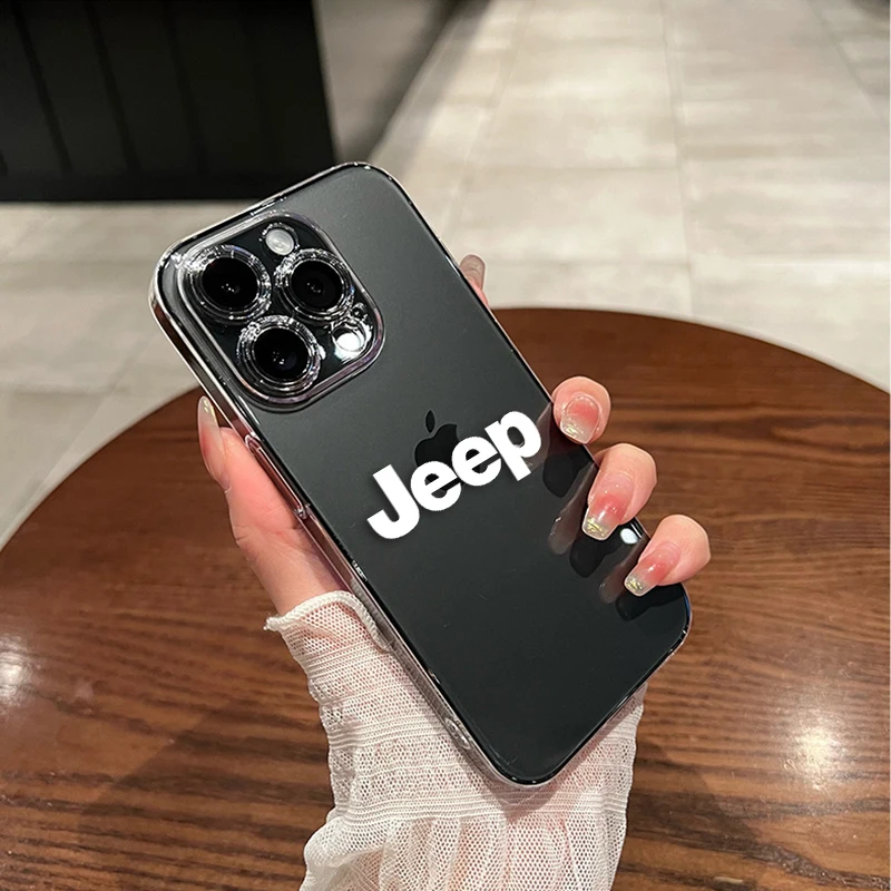 

Clear Silicone Soft Case For iPhone XS Max XR X 13 12 11 pro mini 7 8 Plus Badge For Jeep Compass Renegade Cherokee Kl Patriot