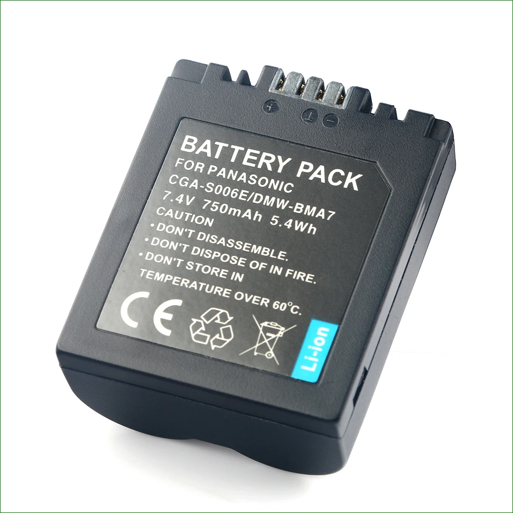 Pour Panasonic CGA-S006E 7.4V 750mAh batterie Compatible avec DMC-FZ7 FZ8 DMC-FZ18 DMC-FZ28 batterie d'appareil photo numérique Rechargeable