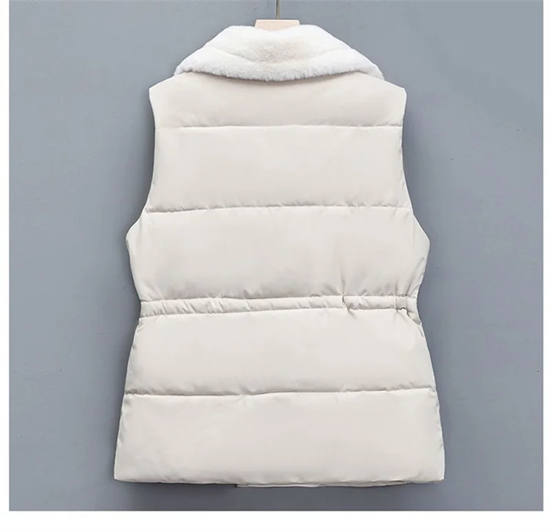 New Cotton Padded Sleeveless Women Outwear 2024 Solid Color Puffer Vest Ladies Coat Winter Down Cotton Waistcoat Female Jacket