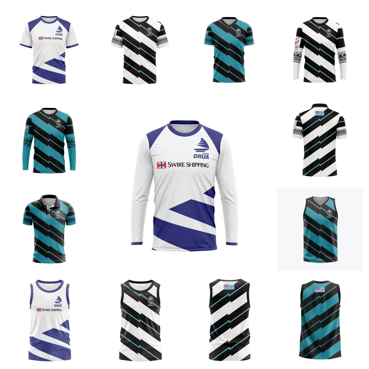 

2023 FIJI 7'S Home/Away RUGBY JERSEY Rugby Long sleeve Sport Shirt Vest Top Quality Free Delivery