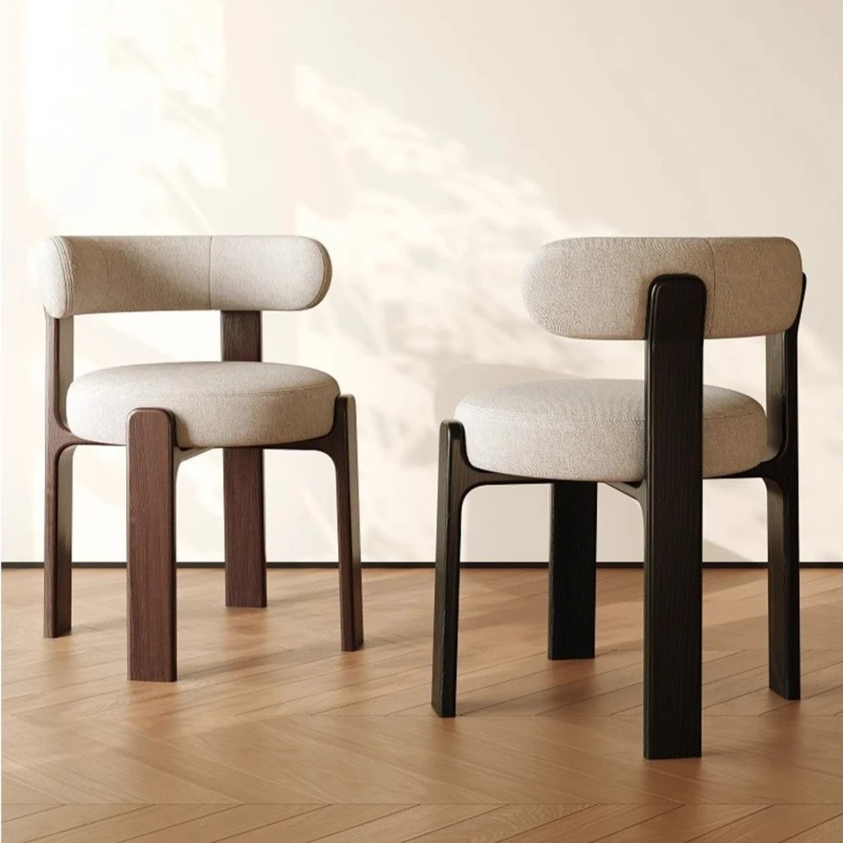 Nordic Light Luxury Living Room Chair Solid Wood Restaurant Dining Chair Modern Bedroom Backrest Chairs Home Makeup Stool