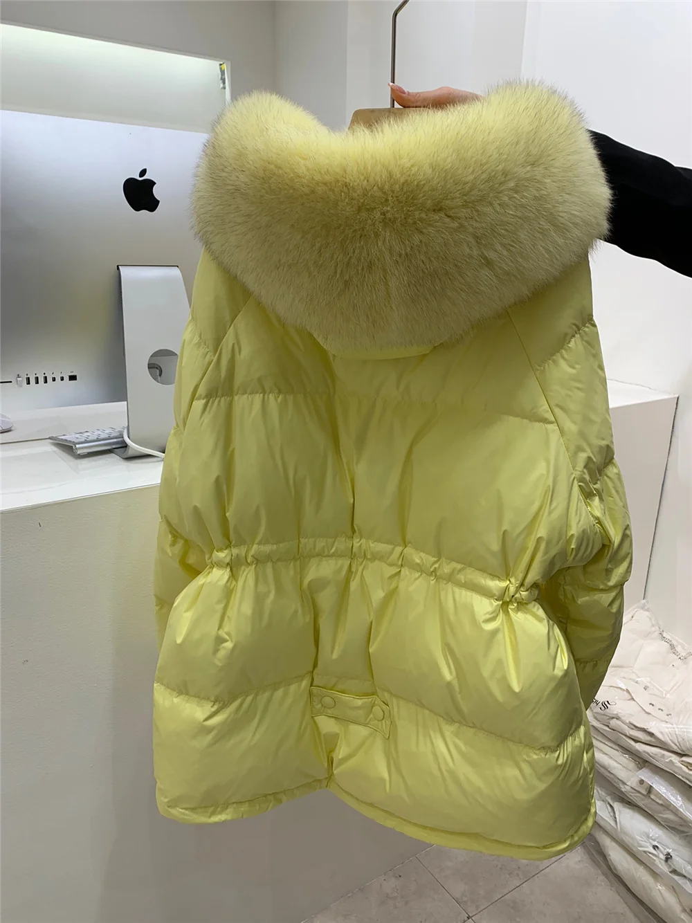 Manteau d'Hiver à Capuche en Duvet de Canard Blanc pour Femme, Parka avec Col en Fourrure de Renard, Streetwear Chaud