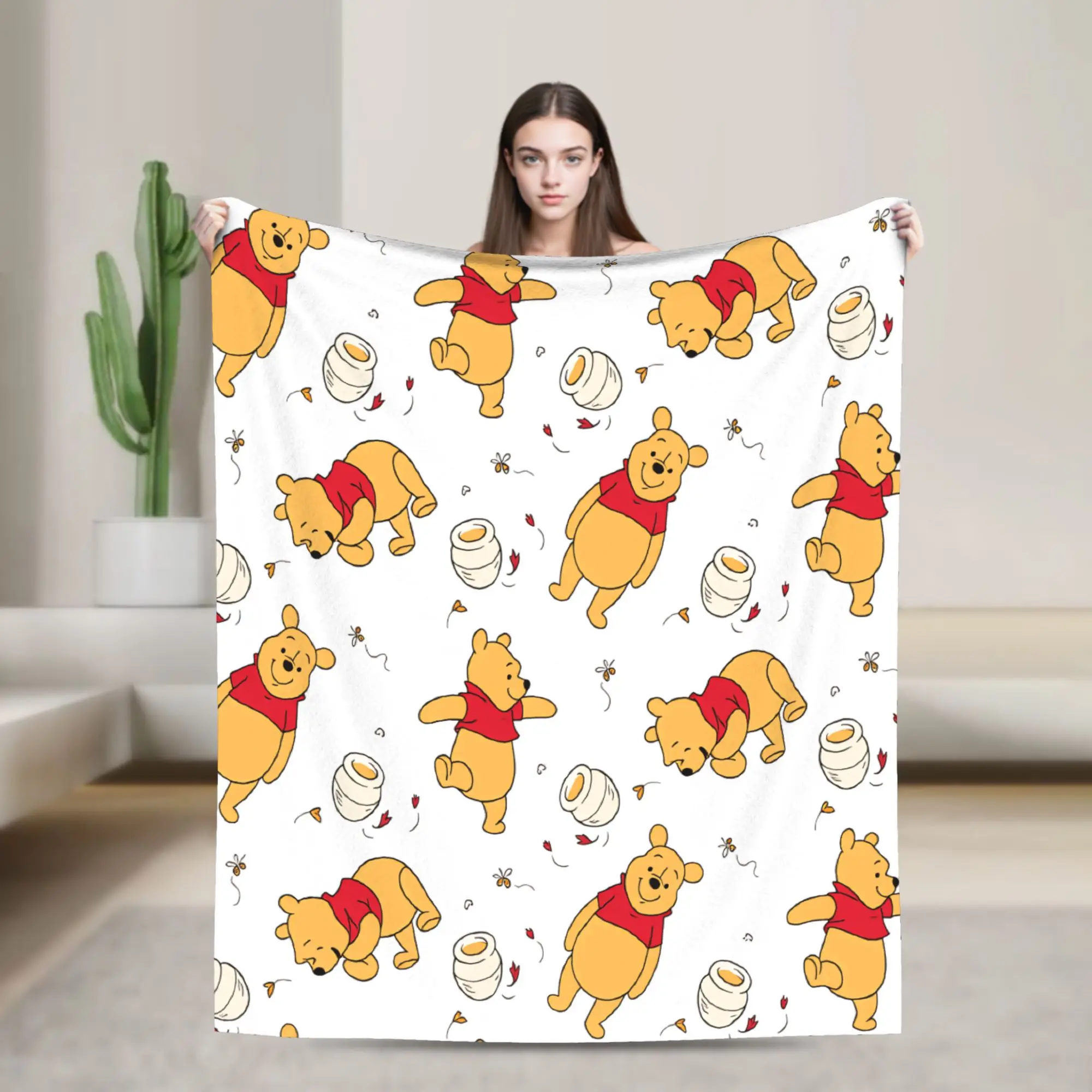 Winnie the Pooh Decke, hochwertige, bequeme Überwurfdecke für Frühling, Reisen, Auto, Sofa, Zuhause, neuartige Tagesdecke