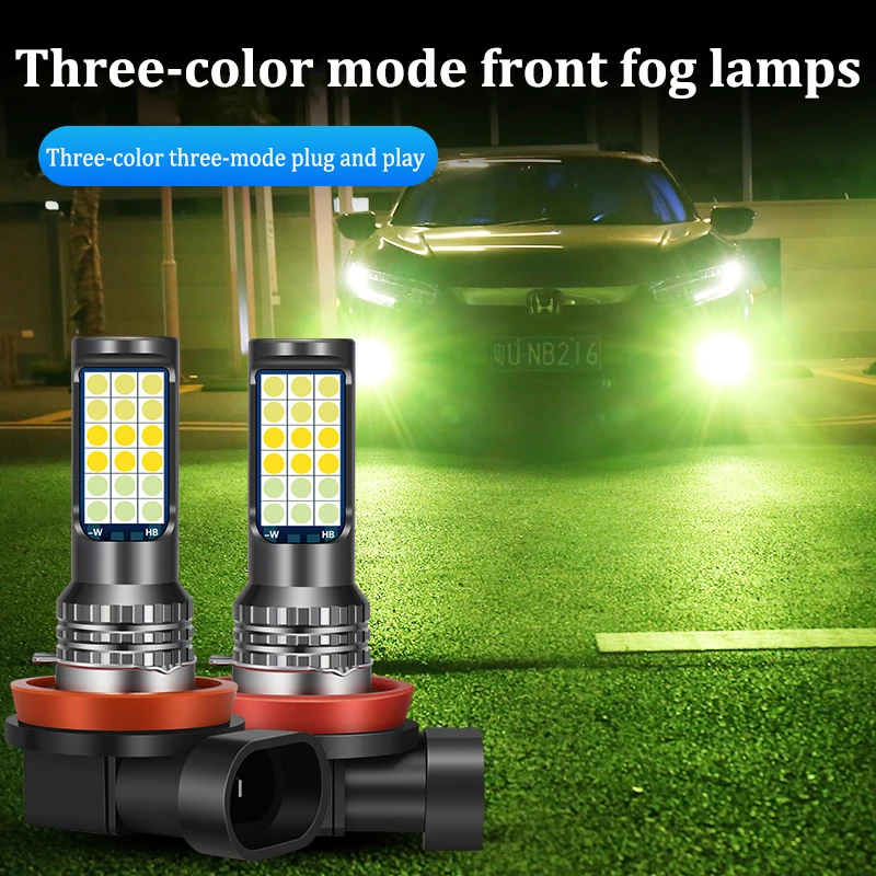 30W 3 Colors Flash H8 H11 LED Fog Lights Dual Colors Led fog light 3030 36SMD H3 H7 H9 LED BULBS 9005 9006 HB3 HB4 LED FOG LAMP