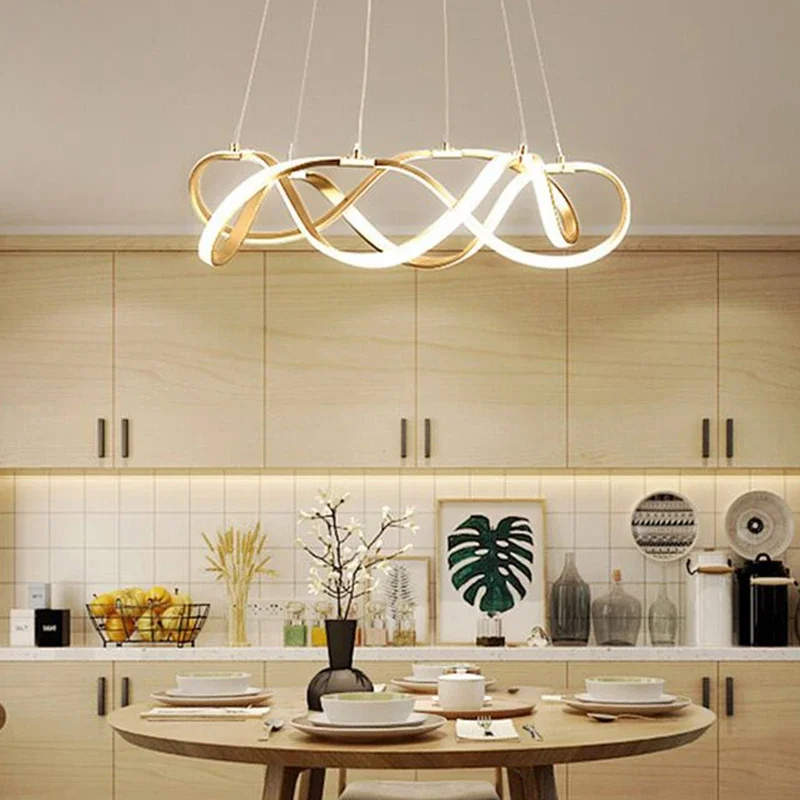 2024 Northern Europe LED Round Pendent Lamplight For Living Bedroom Modern Large Chandelier Lighting Fixtures AC85-260V Gold