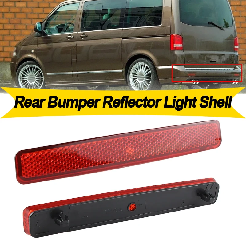 2Pcs Red Lens Rear Bumper Reflector Tail Brake Stop Signal Light shell no bulb For Volkswagen VW T5 Transporter OEM# 7E0945105