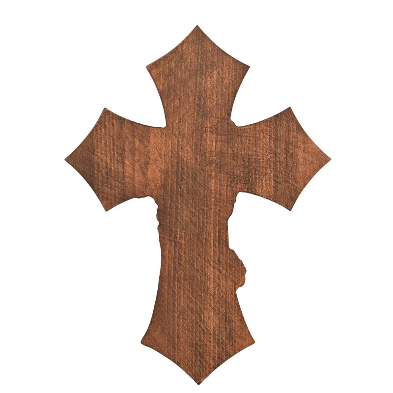 Religious Wooden Cross Hand-Carved Christian Jesus Praying Wall Wooden Sculpture for Home view 3