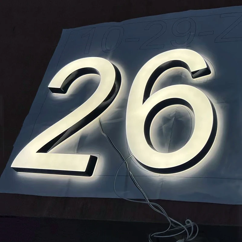 

3D LED Lighted House Numbers Double-sided illuminated Outdoor Waterproof Modern Residential Door Plates Acrylic Yard Decor Signs