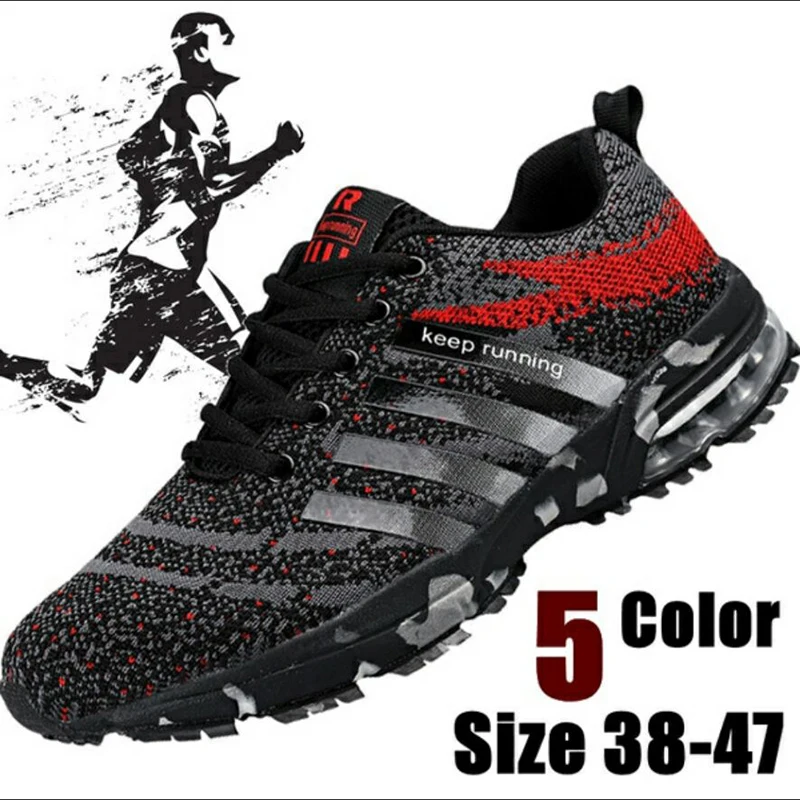 2021 New Men Running Shoes Breathable Outdoor Sports Cushion Shoes Lightweight Sneakers Comfortable Athletic Training Footwear