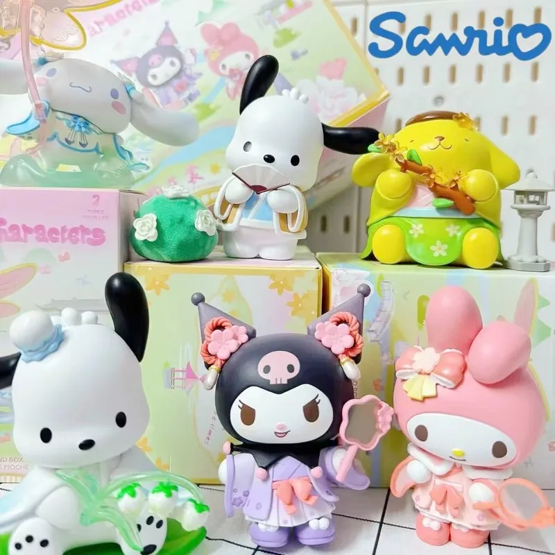 Blind Box Toys of Flower Clothing Series, Miniso, Sanrio, Kawaii, Kuromi, Pochacco, Cinnamoroll, Melody, Presentes de Natal, Rima Nova