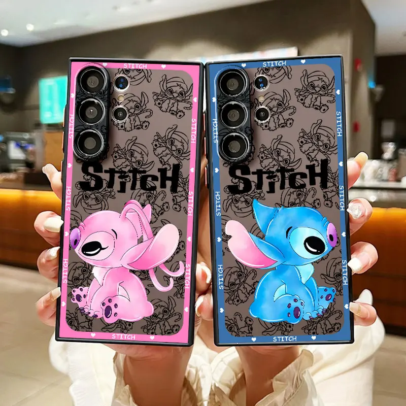 Disney Stitch Cute Angel For Samsung S24 S23 S22 S21 Ultra S20 FE S10 S9 Plus Lite 4G 5G Frosted Translucent Phone Case