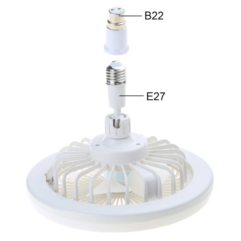 스마트 천장 팬용 LED 램프 원격 제어 기능이 있는 전동 팬 B22 ~ E27 조명 변환기 어댑터 3단 조절 가능