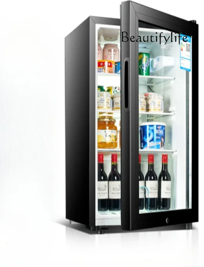 Refrigerated and fresh-keeping refrigerator small glass door with locked beverage cabinet