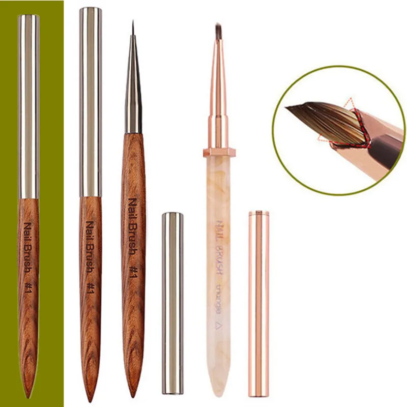 2 قطعة البتلة الثلاثي مسمار بطانة فرشاة مسمار اللوحة القلم الاكريليك الأشعة فوق البنفسجية هلام فرش كريستال أومبير مانيكير أداة فرشاة الأظافر