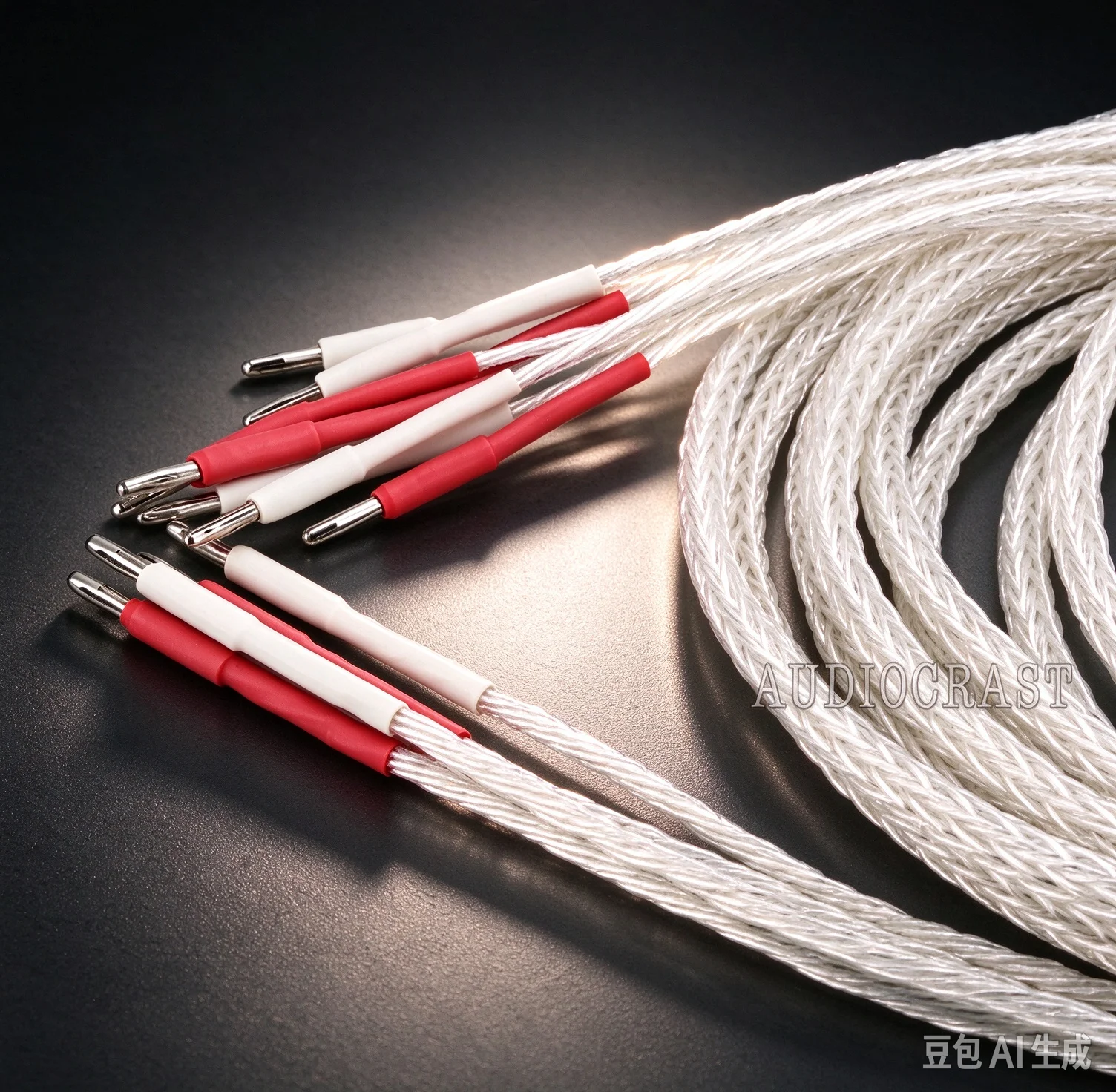 HI-End Pair Biwire Speaker Cable 2 to 4 OCC Silver Plated 8AG HIFI Banana Plug Audiophille Biwire Loudspeaker Cable