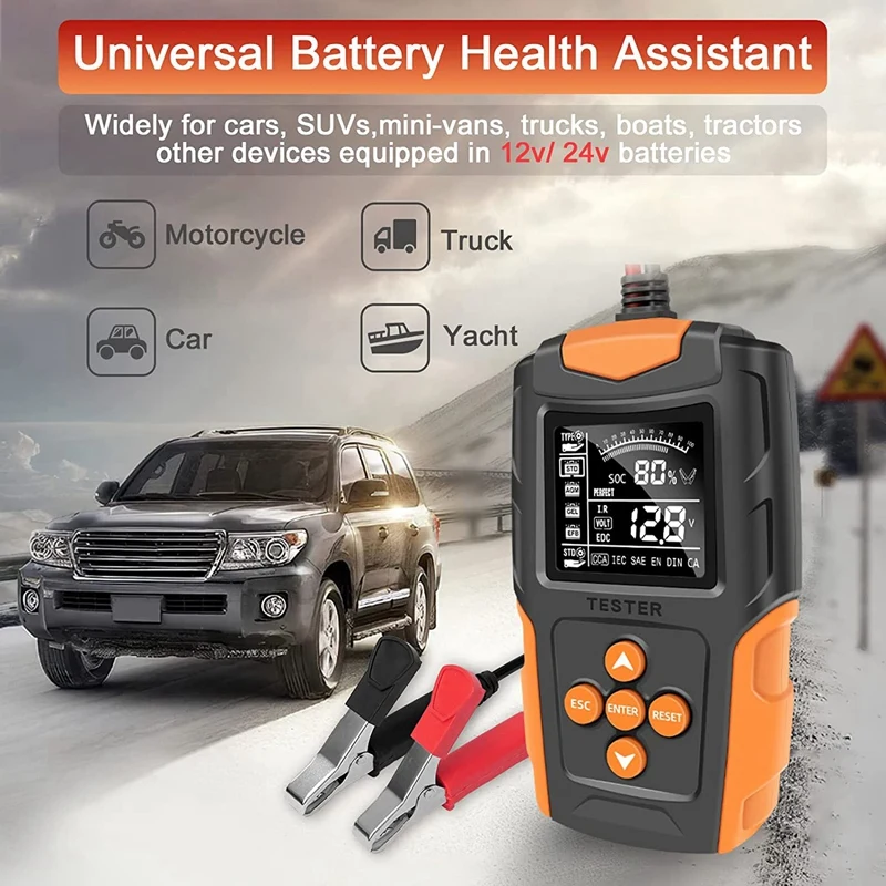 NEW-Car Battery Tester 12V 24V Automotive CCA Digital Auto Battery Analyzer Accurate Battery Diagnostic Tool