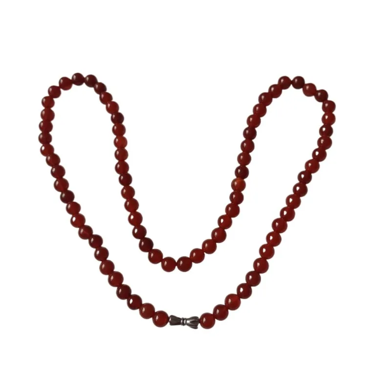 

agate necklace natural chalcedony round bead necklace simple light luxury women's model