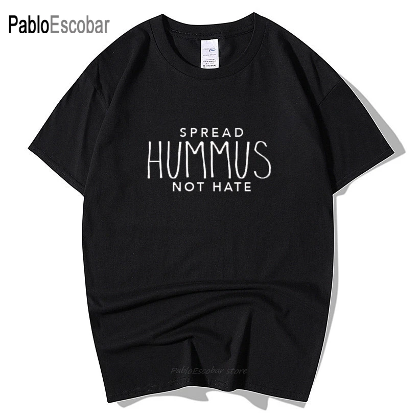 Verbreiten Hummus Nicht Hassen Baumwolle T-Shirt Sommer Tops T Vegan Vegetarisch Perfekte Geschenk Lustige Vegan T Hemd Jüdische Hummus Houmous