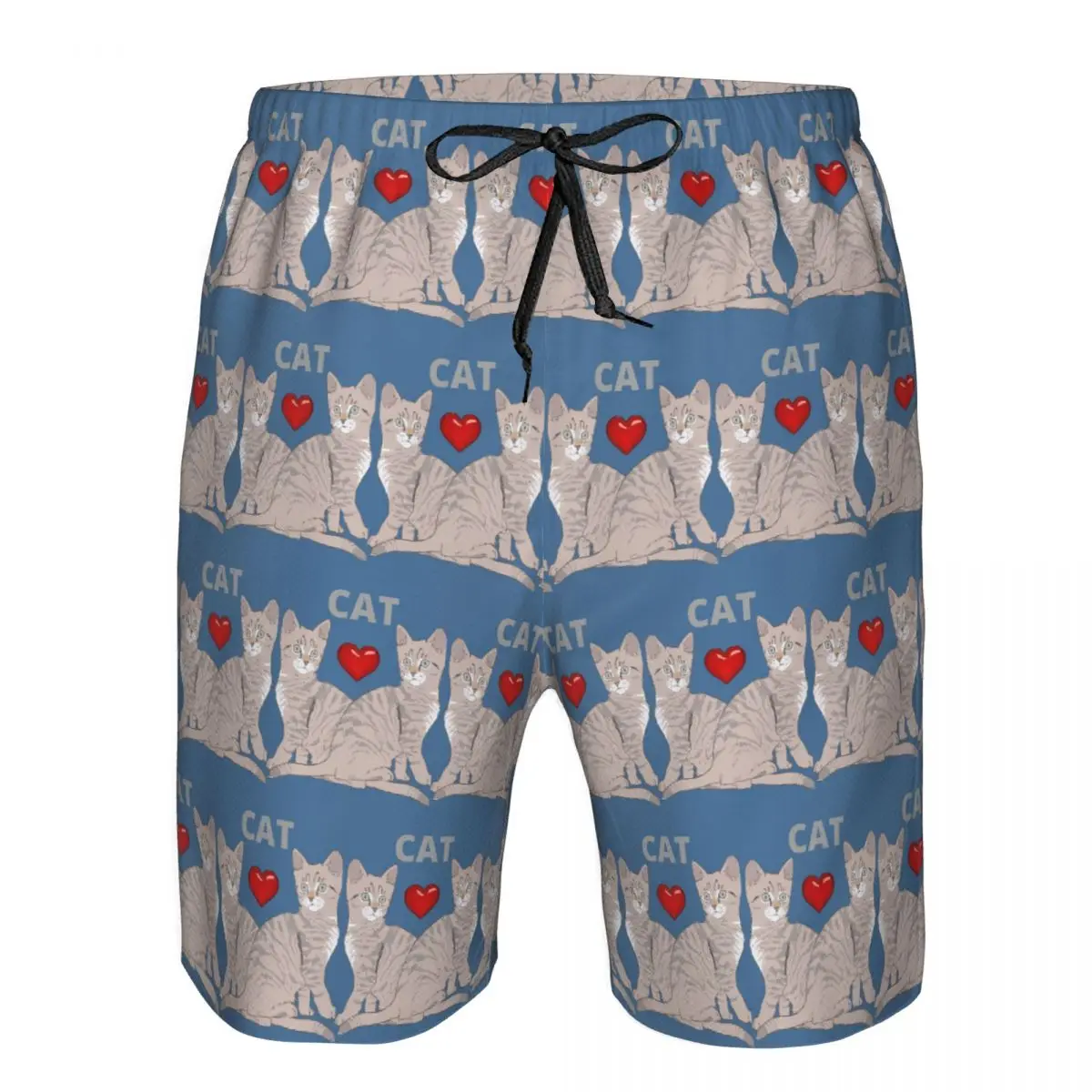 Gray Ginger And Siamese Kittens Cats Trunks Beach Board Shorts Casual Quick Dry Swim Summer Men Pants
