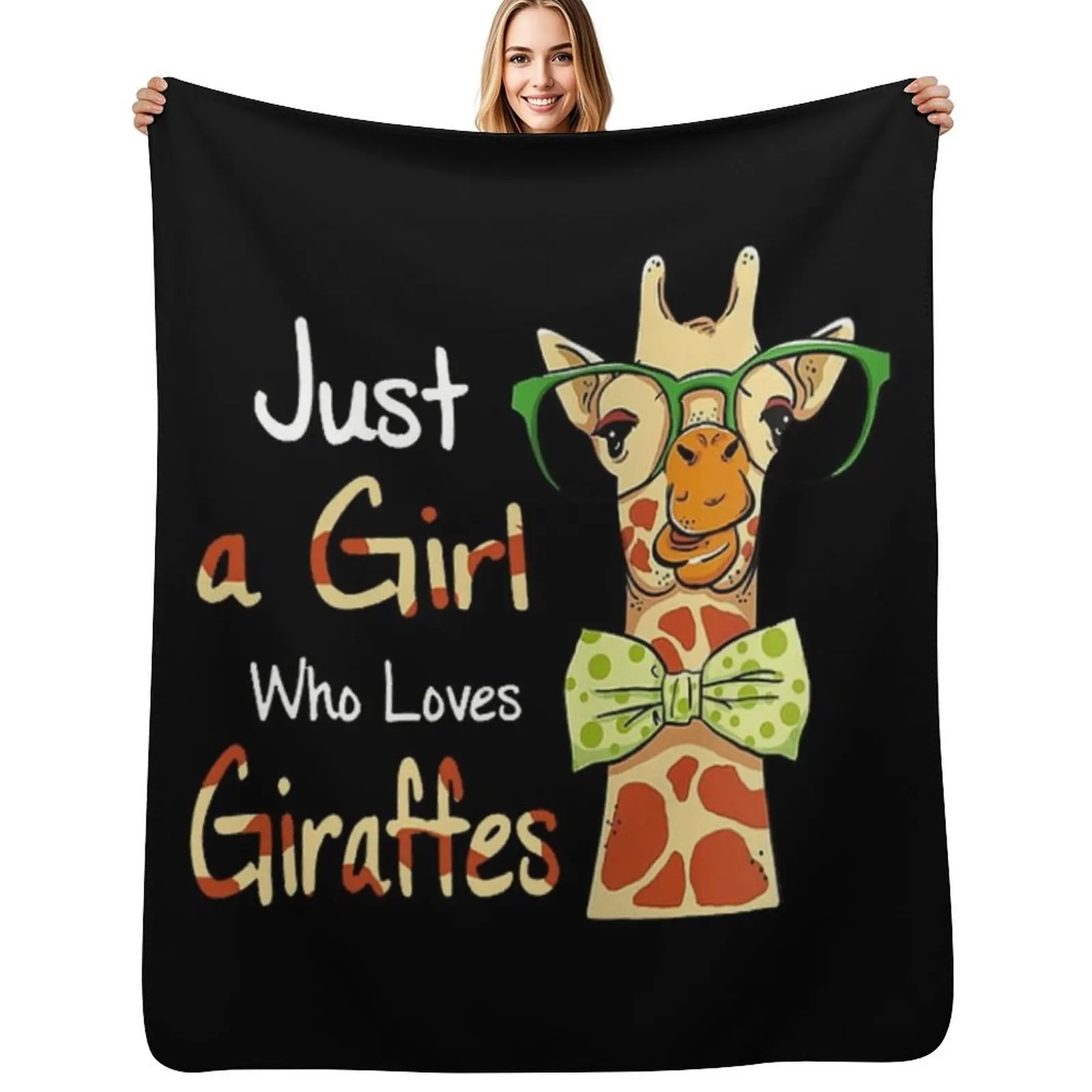 Just A Girl Who Loves Giraffes Throw Blanket Warm Cozy Throw Blanket for Living Room Couch