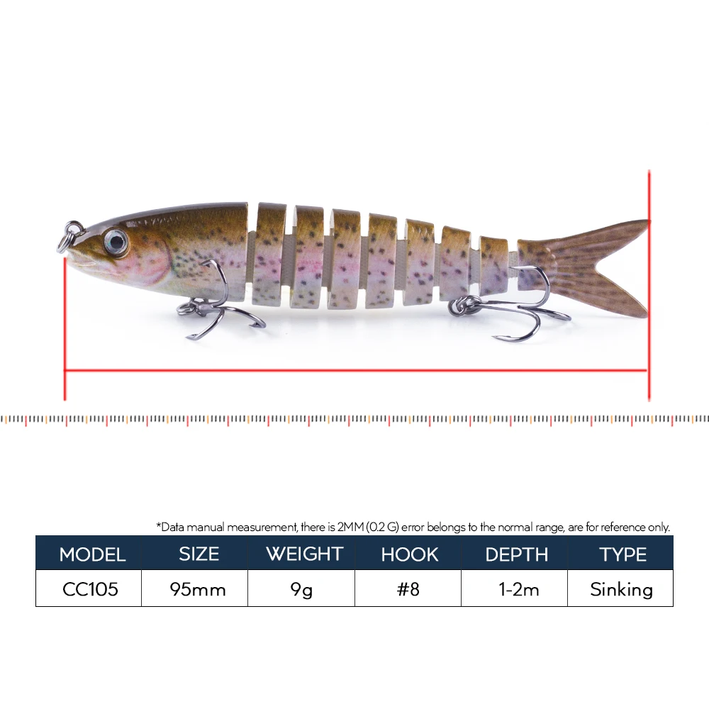 Señuelo Multiarticulado Hanlin 9.5cm – Swimbait cebo duro lubina - imagen 2