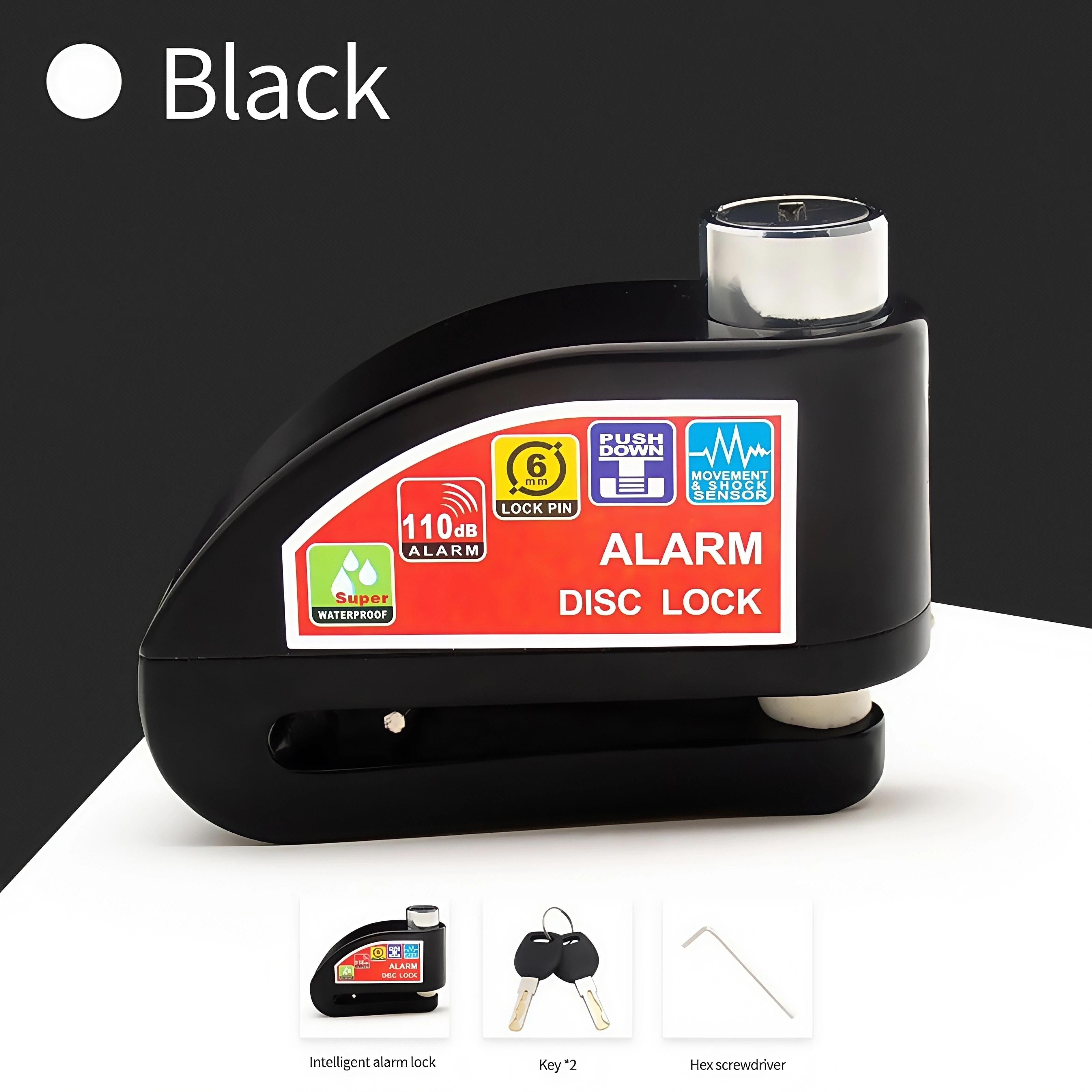 Candado disco alarma antirrobo – Impermeable aluminio para moto y bici