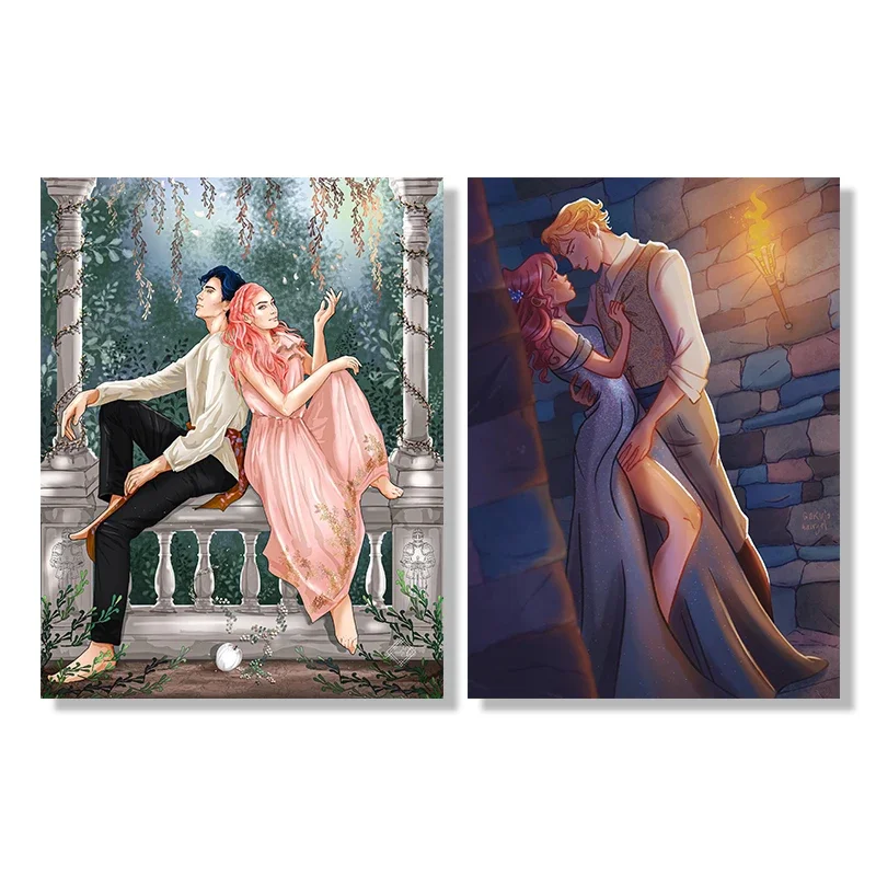 2pcs Romance Novel Poster Once su un cuore spezzato libro Poster Fantasy Fiction pittura stampe su tela scaffali Bookish Decor