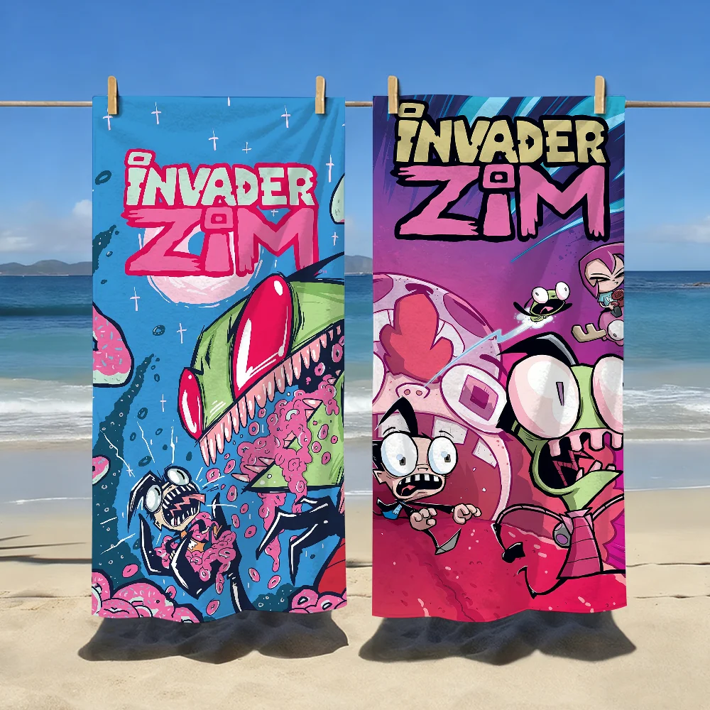 Funny Cartoon I-Invader Zim Towel Soft Pool Gift For Travel Gym Shower Camping Quick Dry Sports Large Beach Towels