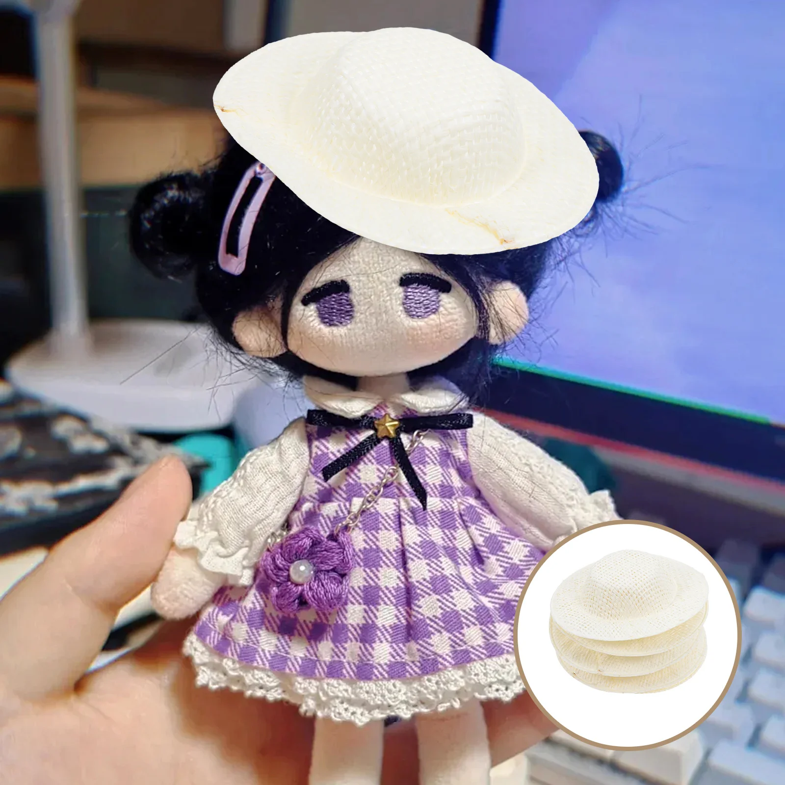 15Pcs Mini Imitation Straw Hats Compact Design for Crafts Miniature Woven Hat Accessories DIY Creative Decorations