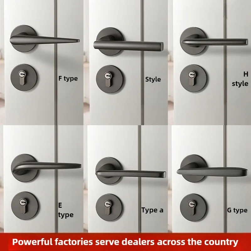 

Sleek Magnetic Silent Interior Door Lock - Gray & Black Minimalist Lock for Wooden Bedroom