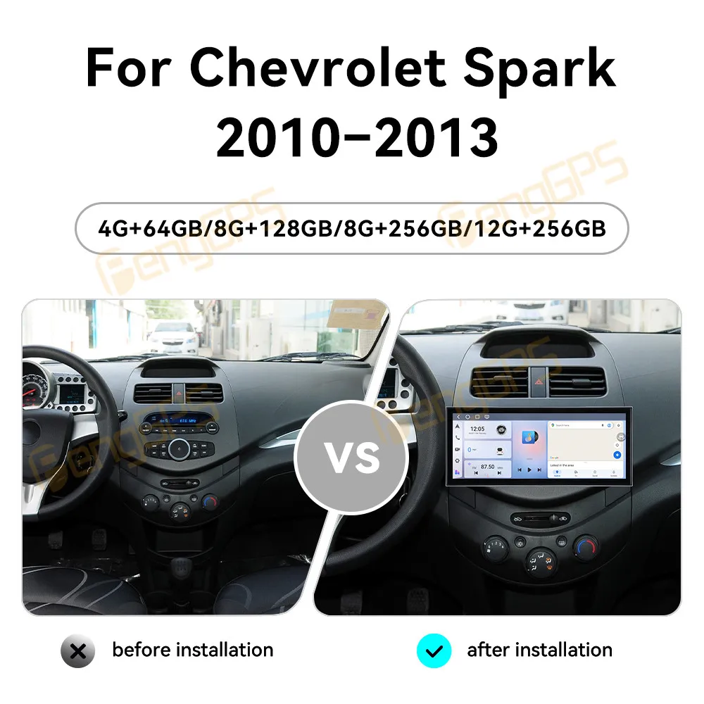 15.8 Inch Android 15 CarPlay Car Radio For Chevrolet Spark 2010-2013 Touch Screen Multimedia Player GPS Navigation Head Unit DSP
